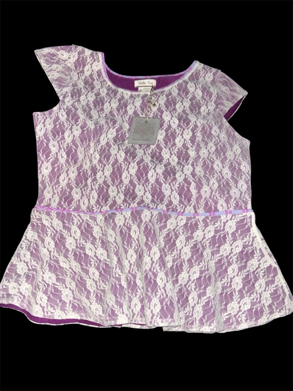 NWT Matilda Jane Good Hart Purple Lace Peplum Top - Size Small
